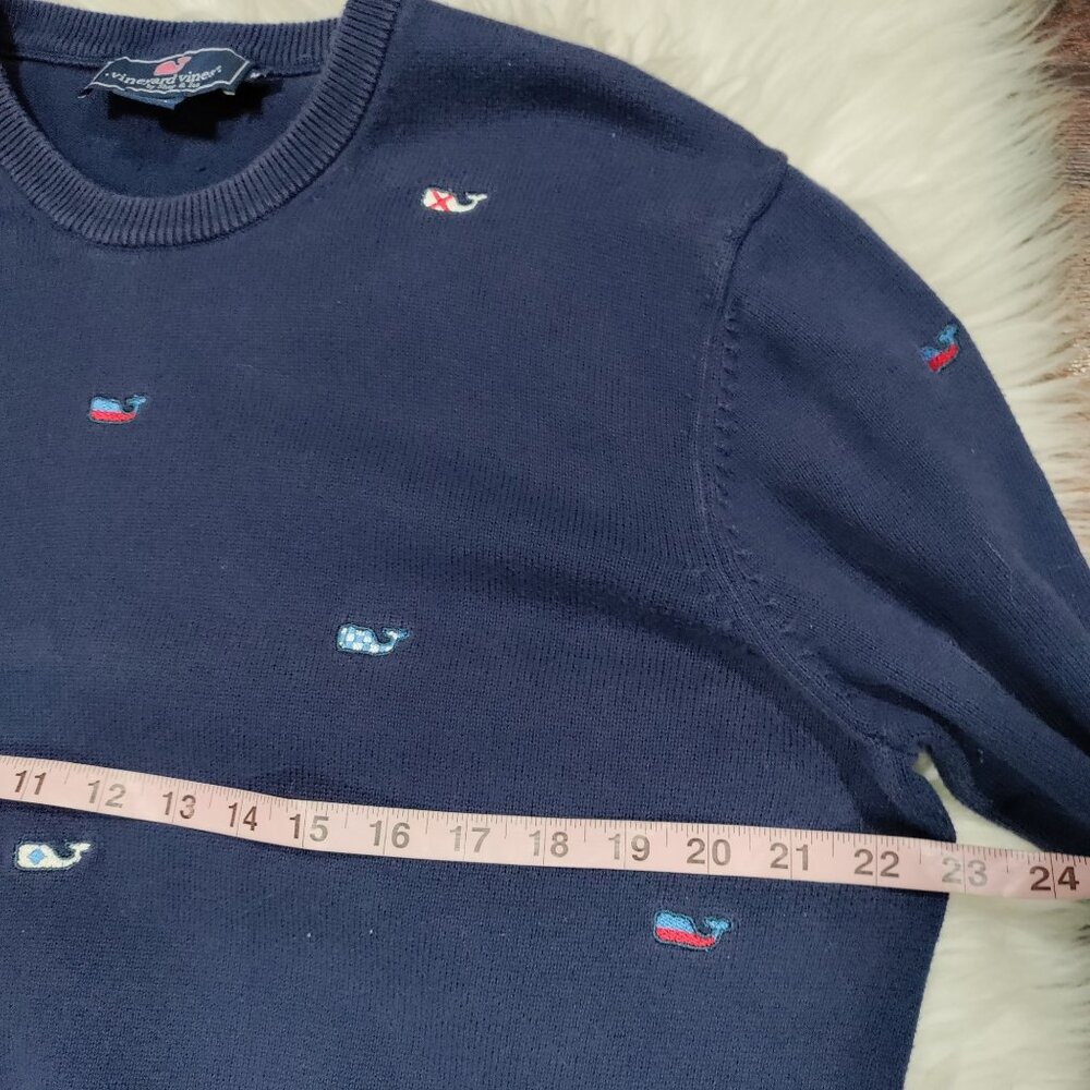 Vineyard Vines Navy Blue Whale Embroidered Preppy Hipster Sweater Men's Medium - Picture 10 of 13